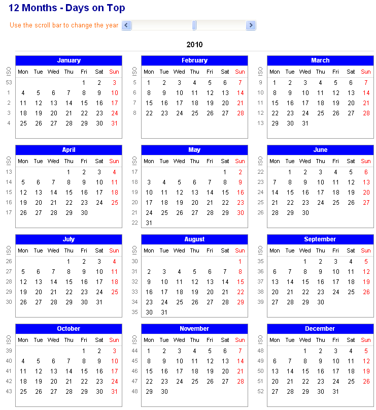 Excel Calendar Spreadsheet 2010